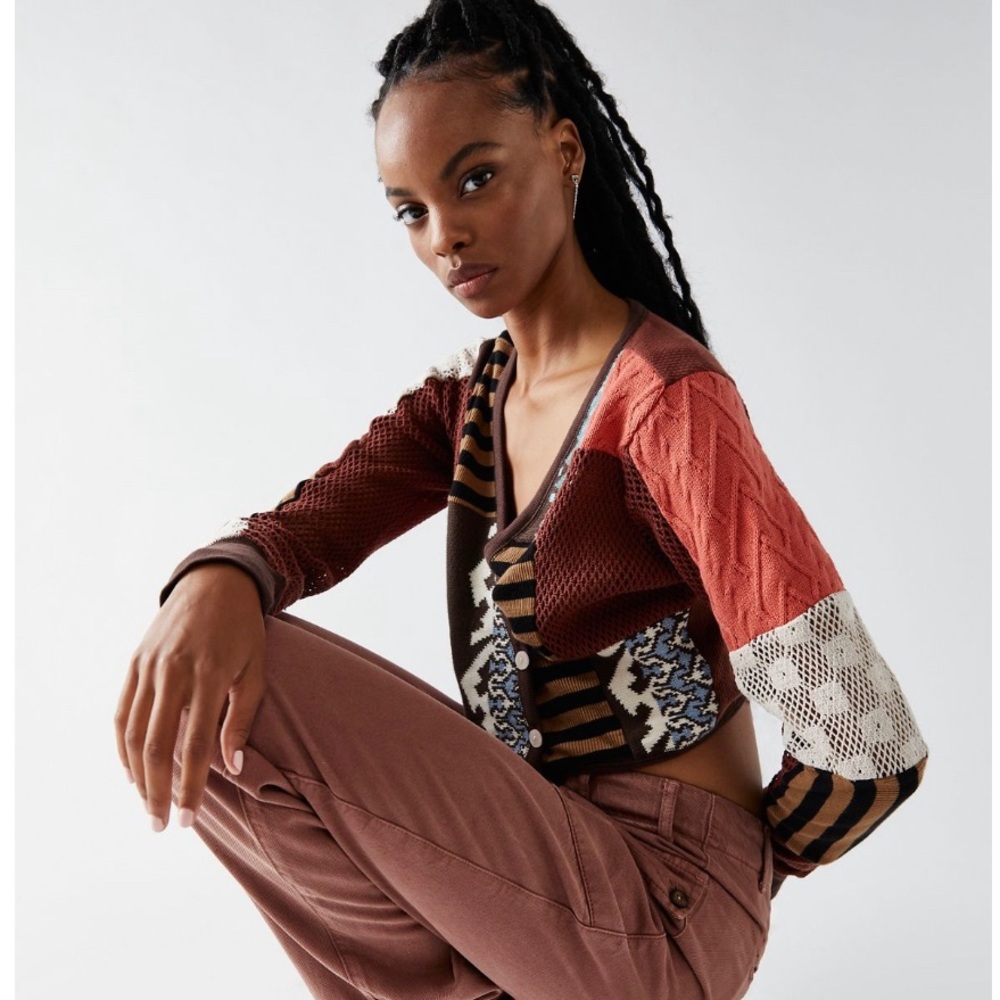 Free people patchwork cropped long sleeve
